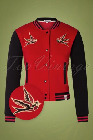 Blouson Good or Bad College Jacket Années 50 en Rouge et Noir