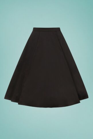 50s Matilde Classic Cotton Swing Skirt in Black