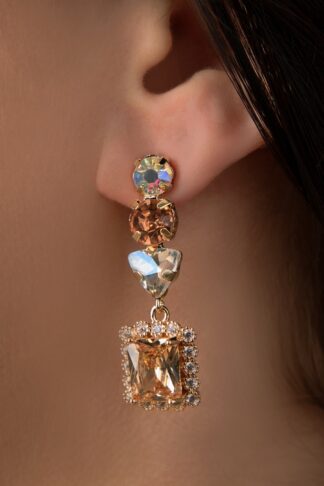 Leanna Diamond Earrings Années 50 en Doré
