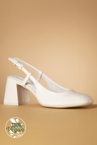 Maddy Patent Slingback Pumps in Off White
