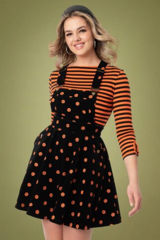 60er Brionne Pinafore Pumpkin Kleid in Schwarz