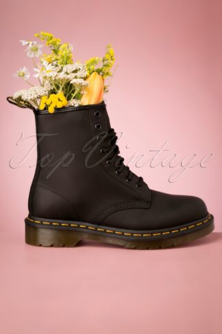 1460 Greasy Ankle Boots in Black