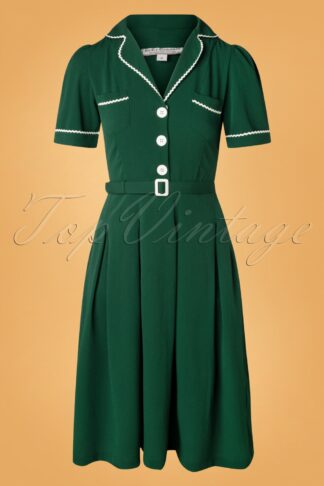 40s Kitty Shirtwaister Dress in Green