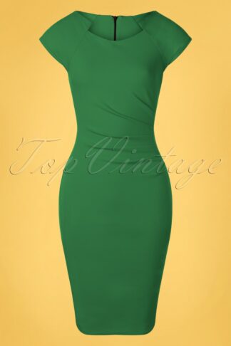 50er Serenity Bleistift Kleid in Smaragd Grün
