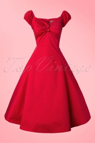 50s Dolores Doll Swing Dress in Red