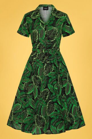 50s Caterina Tropics Swing Dress in Green