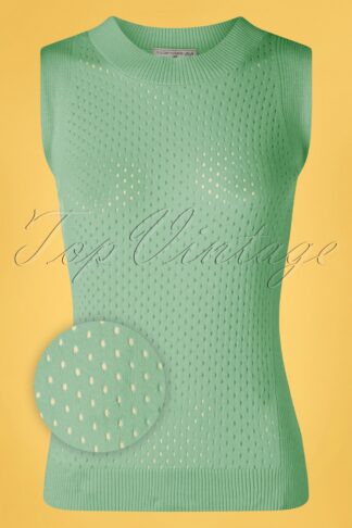 60s Hot Days Knit Top in Jade Green