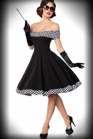 Belsira - Schulterfreies Swingkleid Louise, schwarz-weiß #XL