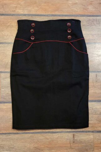 Letzte Chance - Rumble59 Ladies - High Waisted Pencil Skirt - Red Line #3XL