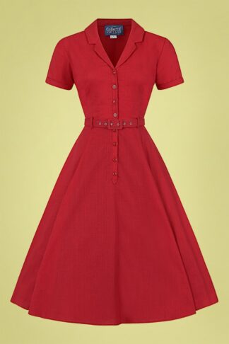 50s Caterina Swing Dress in Strawberry Red
