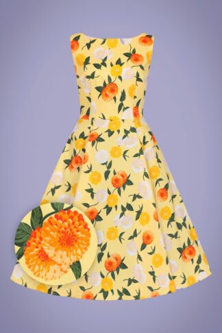 50s Frances Floral Swing Dress in Sunny Yellow