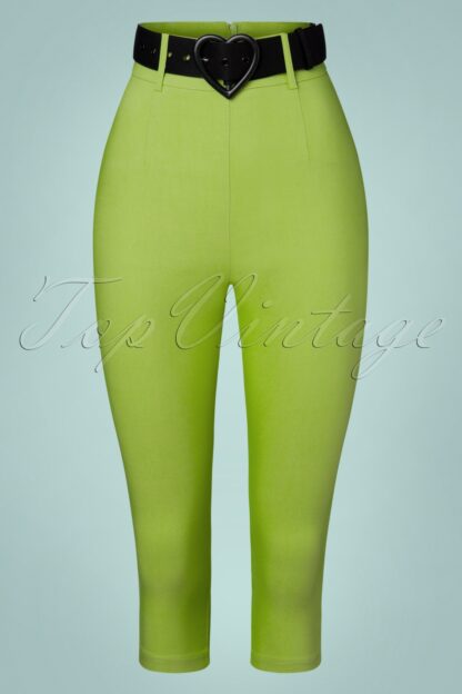 50s Love Your Curves Belted Capri in Lime Green