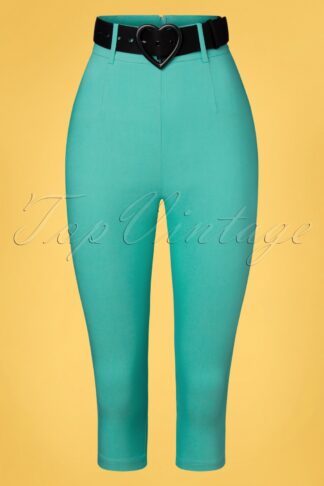 50s Love Your Curves Belted Capri in Turquoise