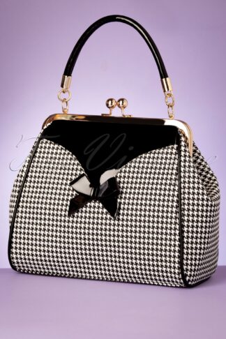 50s Marilyn Houndstooth Handbag in Black