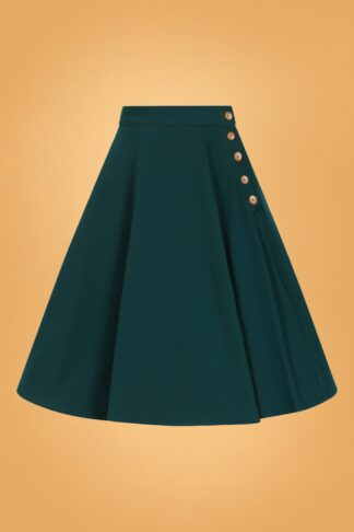 50s Ravenwood Skirt in Petrol Blue