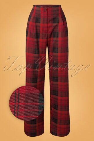 50s Senna Plaid Trousers in Red