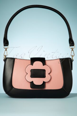 60s Evening Primrose Baguette Bag in Black and Dusty Pink