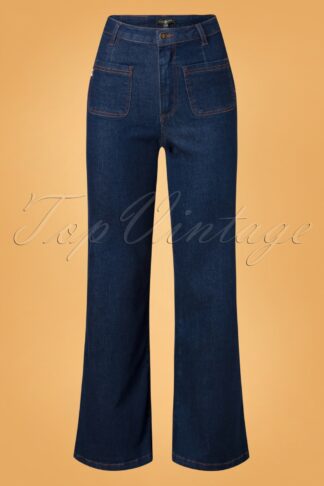 70s Betsy Wide Trousers in Blue Denim