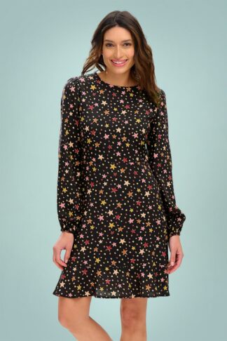 60s Juliette Cutout Stars Fit and Flare Dress in Black