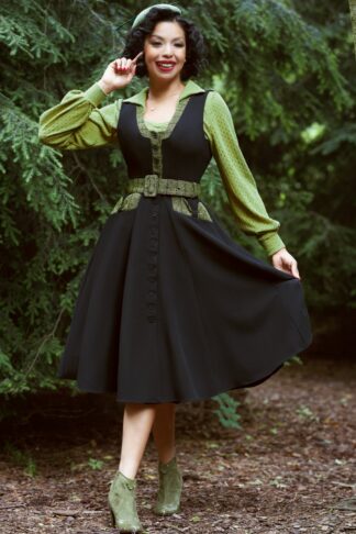50s Idriya Lou Vest Style Swing Dress in Black