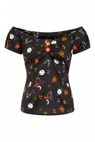 50s Dolores All Hallows Eve Top in Black