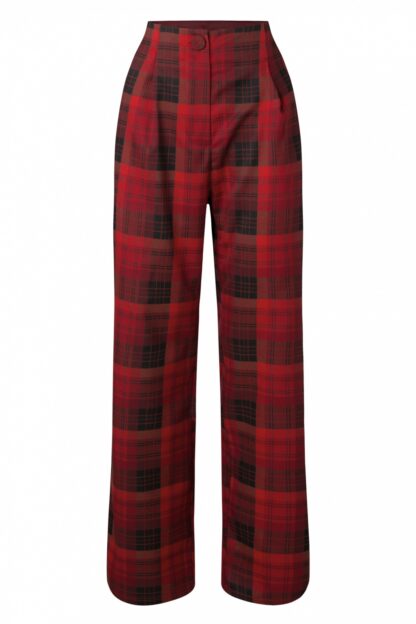 50s Senna Plaid Trousers in Red