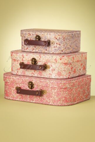 50s Vintage Floral Suitcase Set