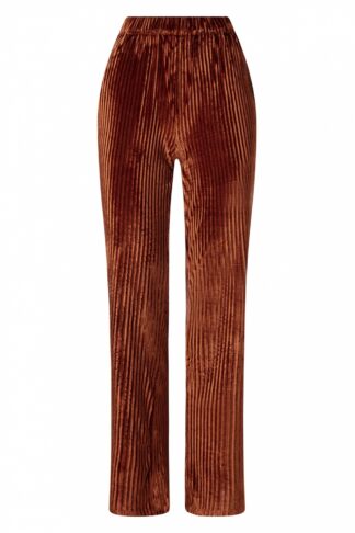 70s Sally Striped Velvet Trousers in Brown