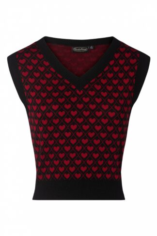 70s Tiffany Heart Vest in Black and Red