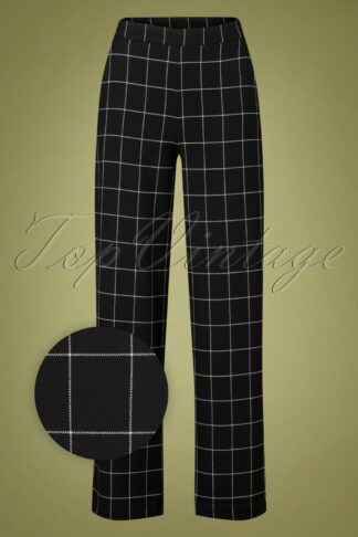 70s Trip To Beat Checkered City Trousers in Black