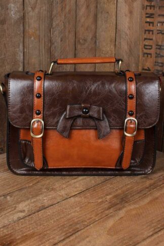 Banned Handtasche - Vintage mit Schnalle und Schleife, dunkelbraun