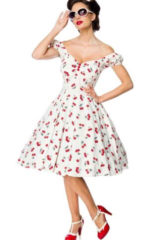 Belsira - Schulterfreies Swingkleid Cherry Lady #XL