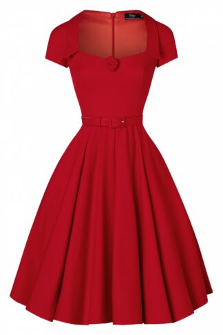 The Bette Swing Dress in Red