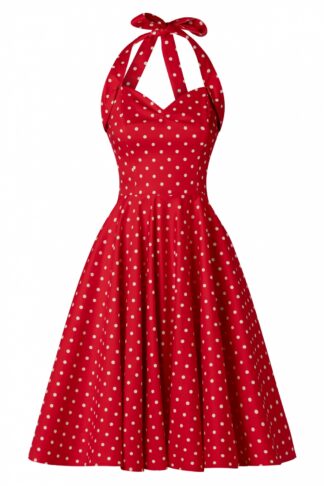 Bettie Polkadot Swing Dress in Red
