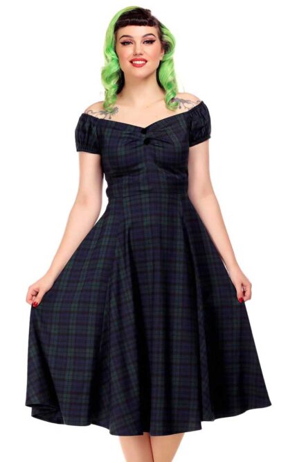 Collectif Dolores Swing Kleid Blackwatch Check Doll #14