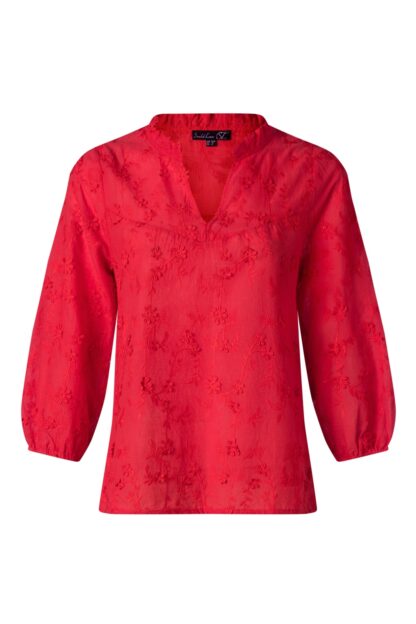 Ruth bestickte Bluse in Rot