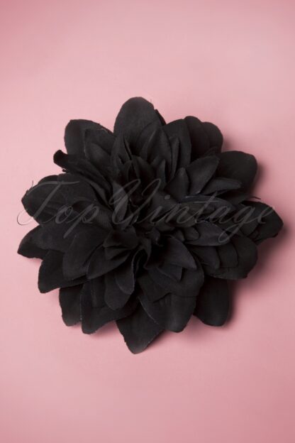 Blume Haarspange & Brosche in Schwarz