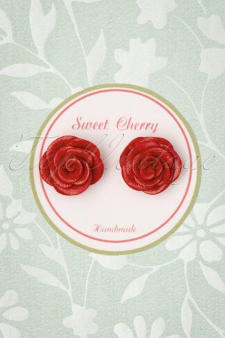 Peony Rose Ohrstecker in Rot und Gold