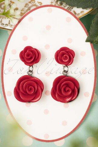 Romantische Ohrringe mit roten Rosen