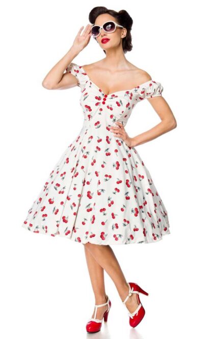 Belsira - Schulterfreies Swingkleid Cherry Lady #XL