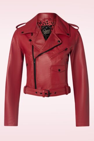 Marlon Leder Biker Jacke in Rot