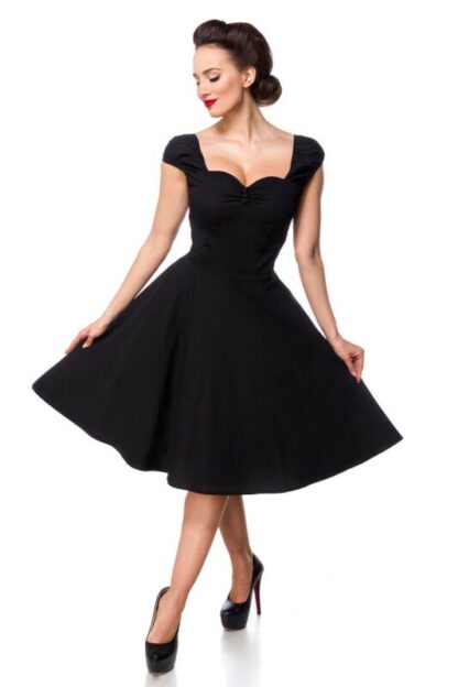 Retro Swingkleid mit Raffungen Schwarz