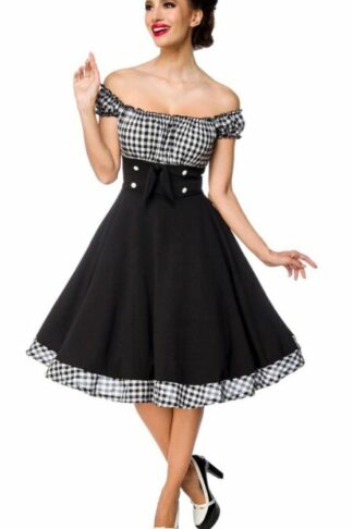 Schulterfreies Retrokleid mit Gingham-Muster