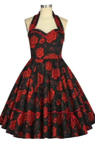 Sweetheart Vintage Kleid Schwarz-Rot