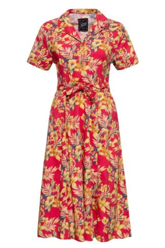 Swing-Kleid Hawaii Rot