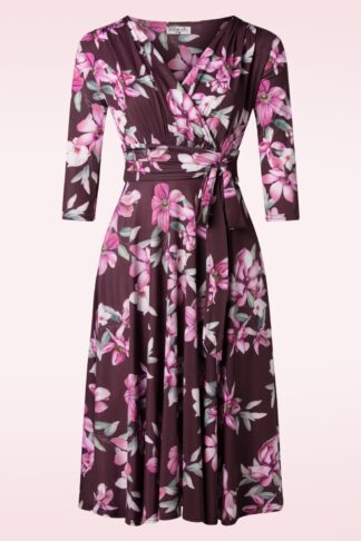 Aria Floral Swing Kleid in Weinrot