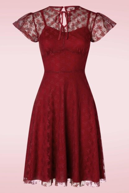 Melody Lace Occasion Kleid in Burgund