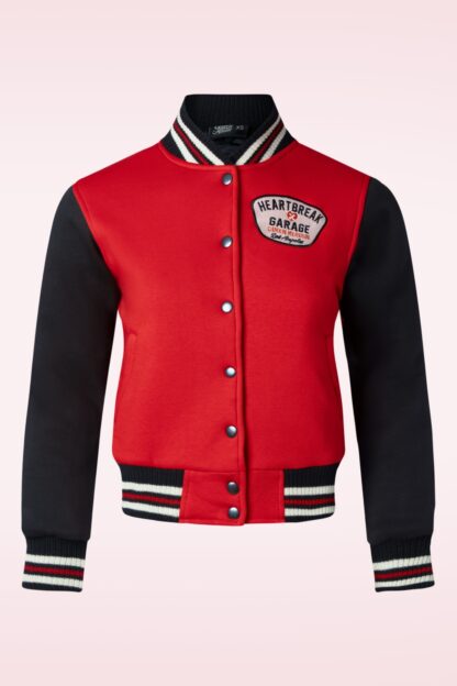 Heartbreak Garage College Sweat Jacke in Rot