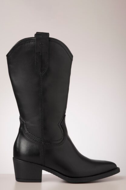 Leder Westernstiefel in Schwarz