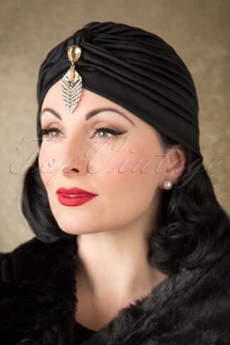 Sally Satin Turban Hut in Schwarz